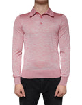 Rosa Polyester Langarm Herren Poloshirt