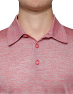 Rosa Polyester Langarm Herren Poloshirt