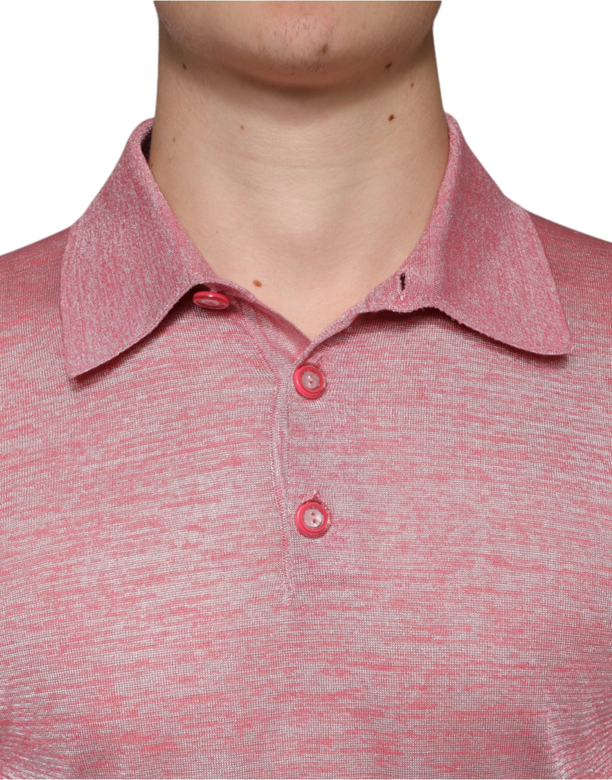Rosa Polyester Langarm Herren Poloshirt