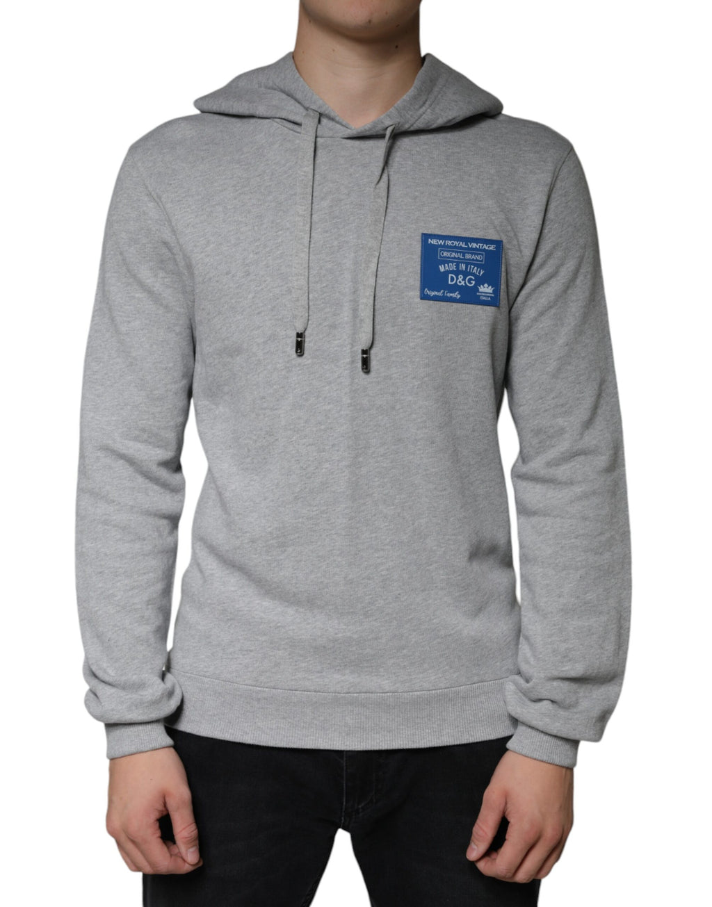 Felpa con cappuccio in cotone grigio con logo