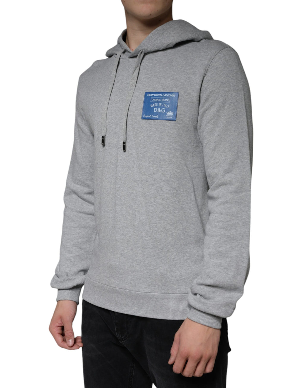 Felpa con cappuccio in cotone grigio con logo