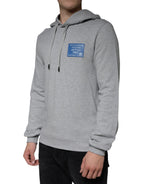 Felpa con cappuccio in cotone grigio con logo