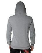 Felpa con cappuccio in cotone grigio con logo