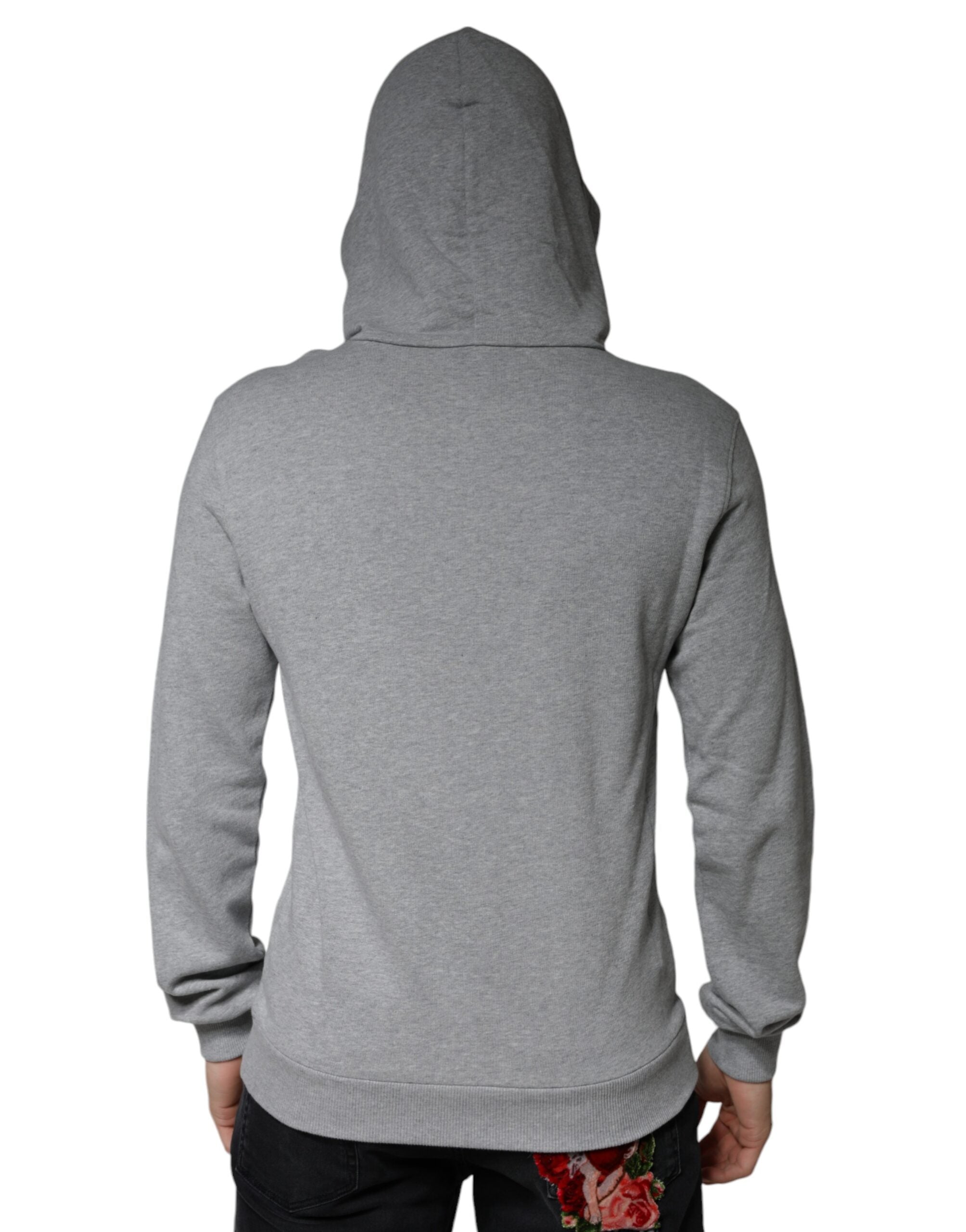 Felpa con cappuccio in cotone grigio con logo