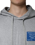 Felpa con cappuccio in cotone grigio con logo