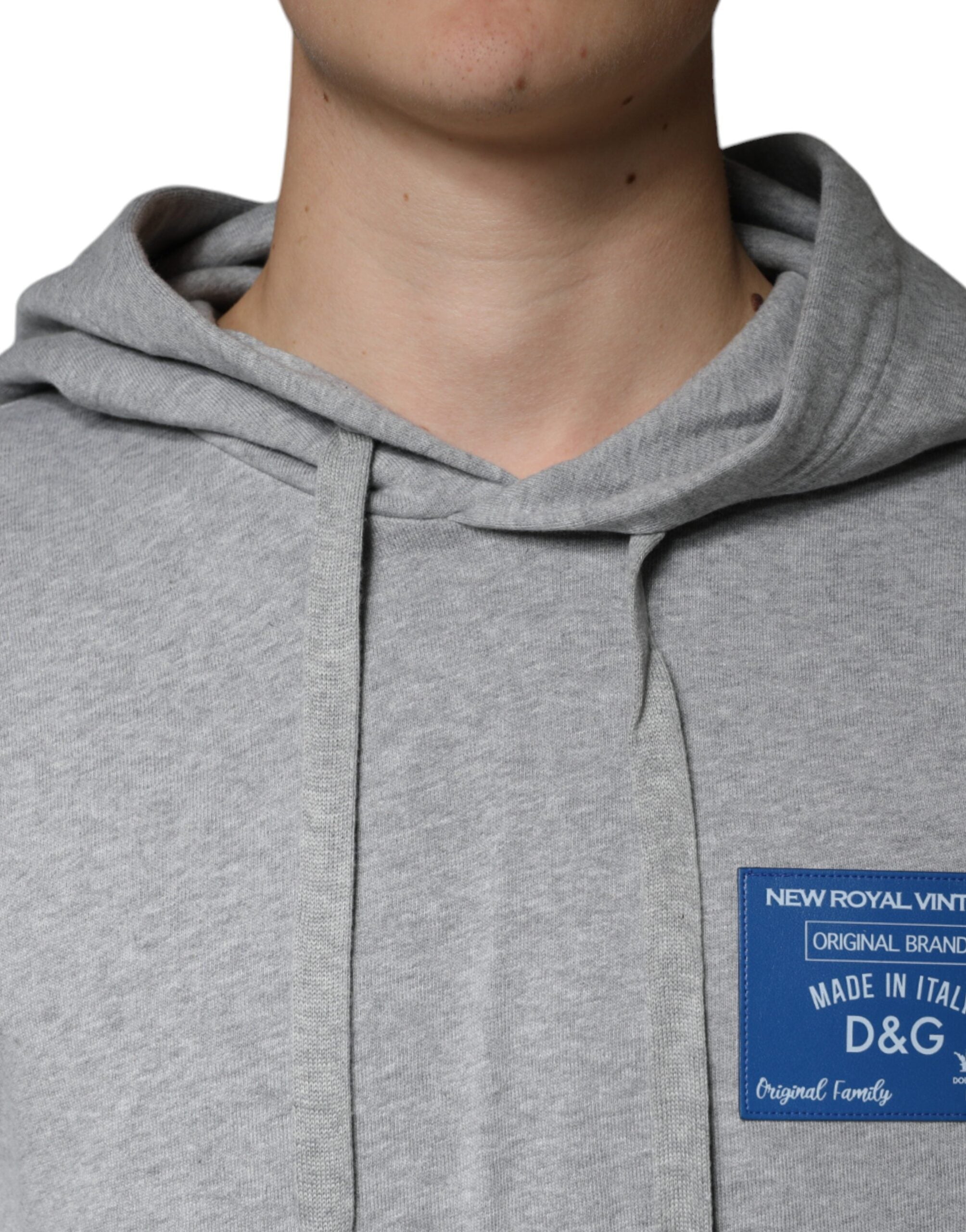 Felpa con cappuccio in cotone grigio con logo