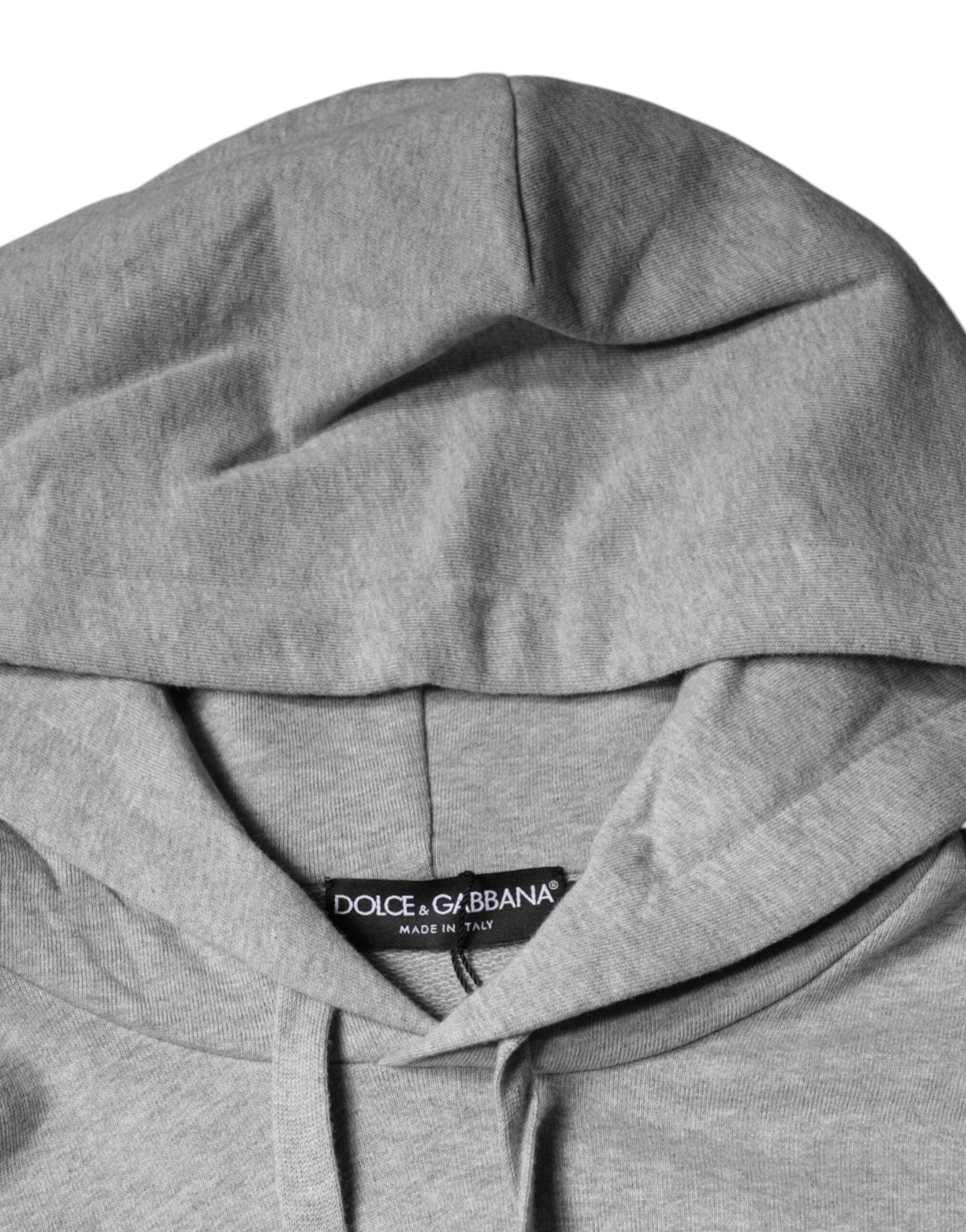 Felpa con cappuccio in cotone grigio con logo