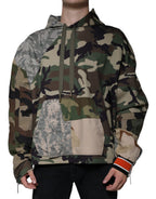 Mehrfarbiger Kapuzenpullover im Camouflage-Look