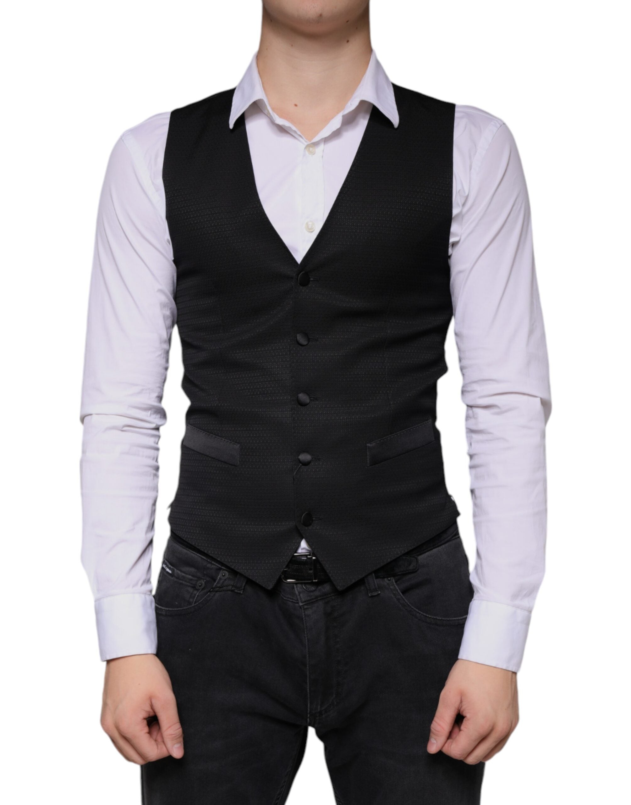 Schwarze Weste aus Wolle Elegante Weste