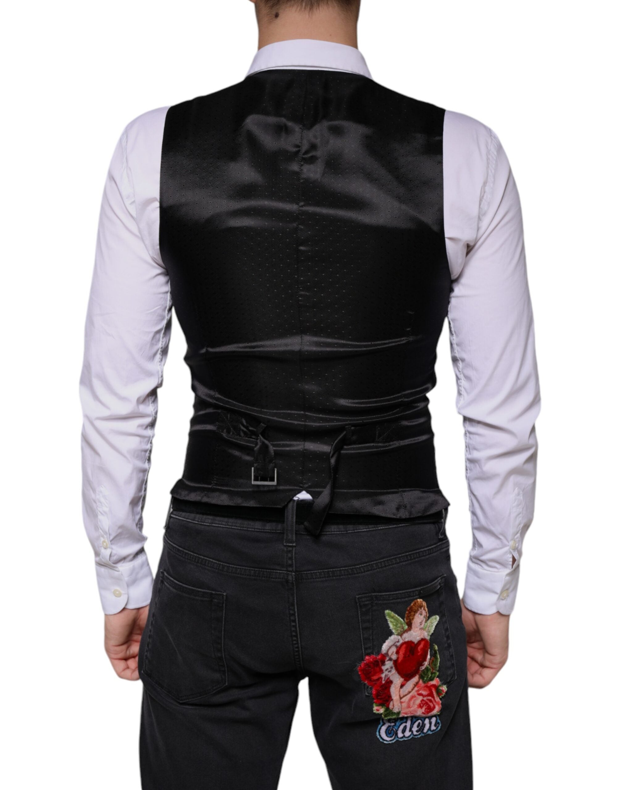 Schwarze Weste aus Wolle Elegante Weste