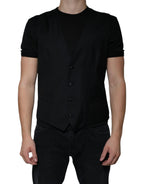 Schwarze Wollweste Kleid Formale Weste