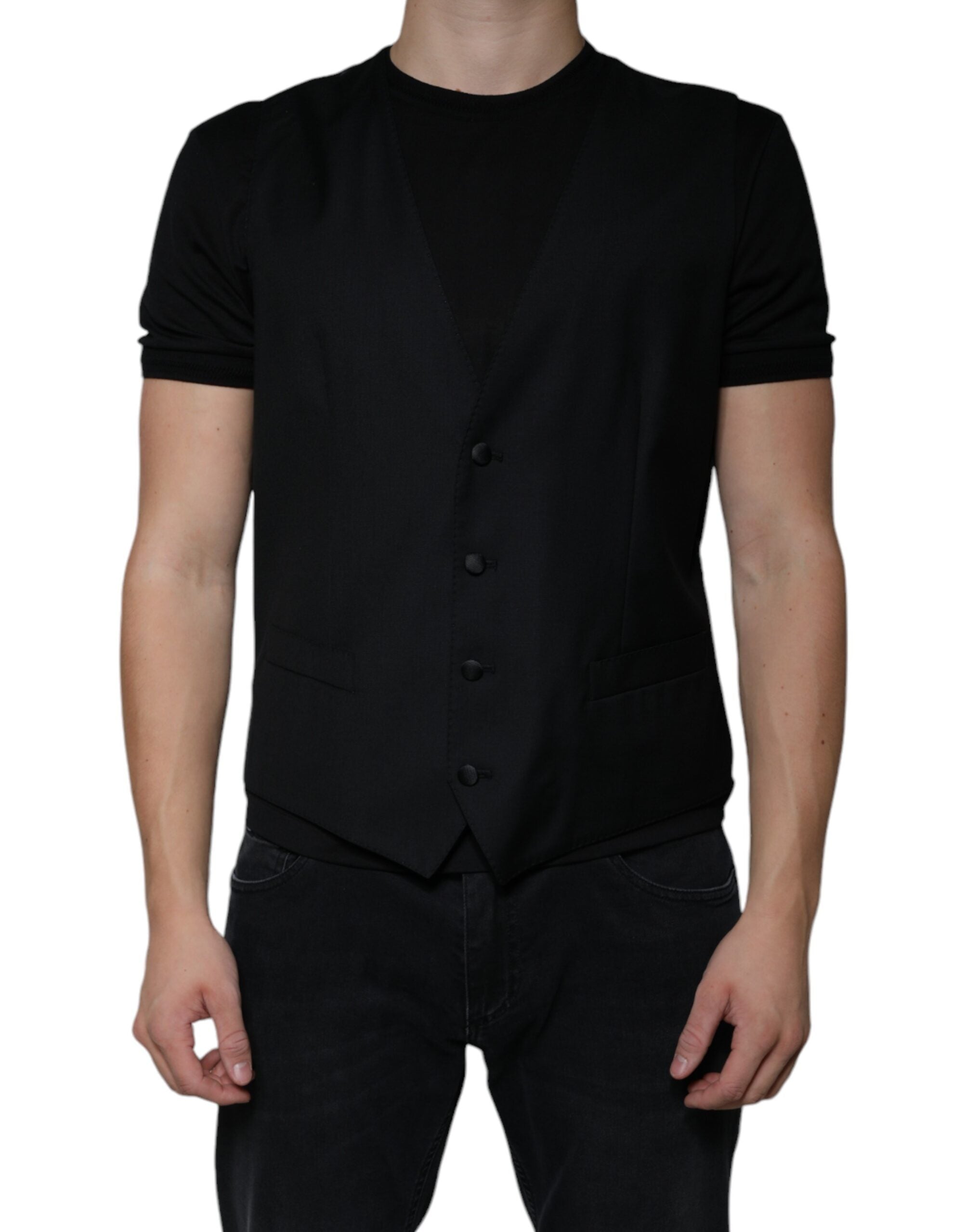 Schwarze Wollweste Kleid Formale Weste