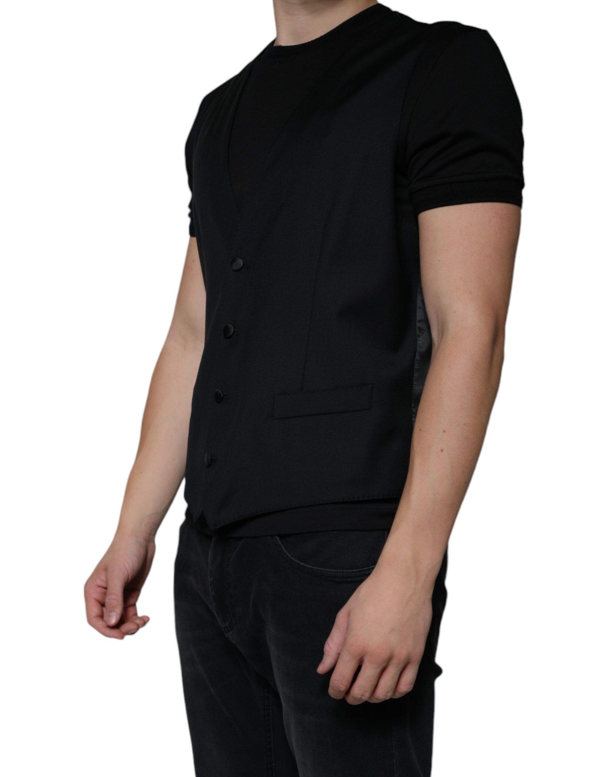 Schwarze Wollweste Kleid Formale Weste