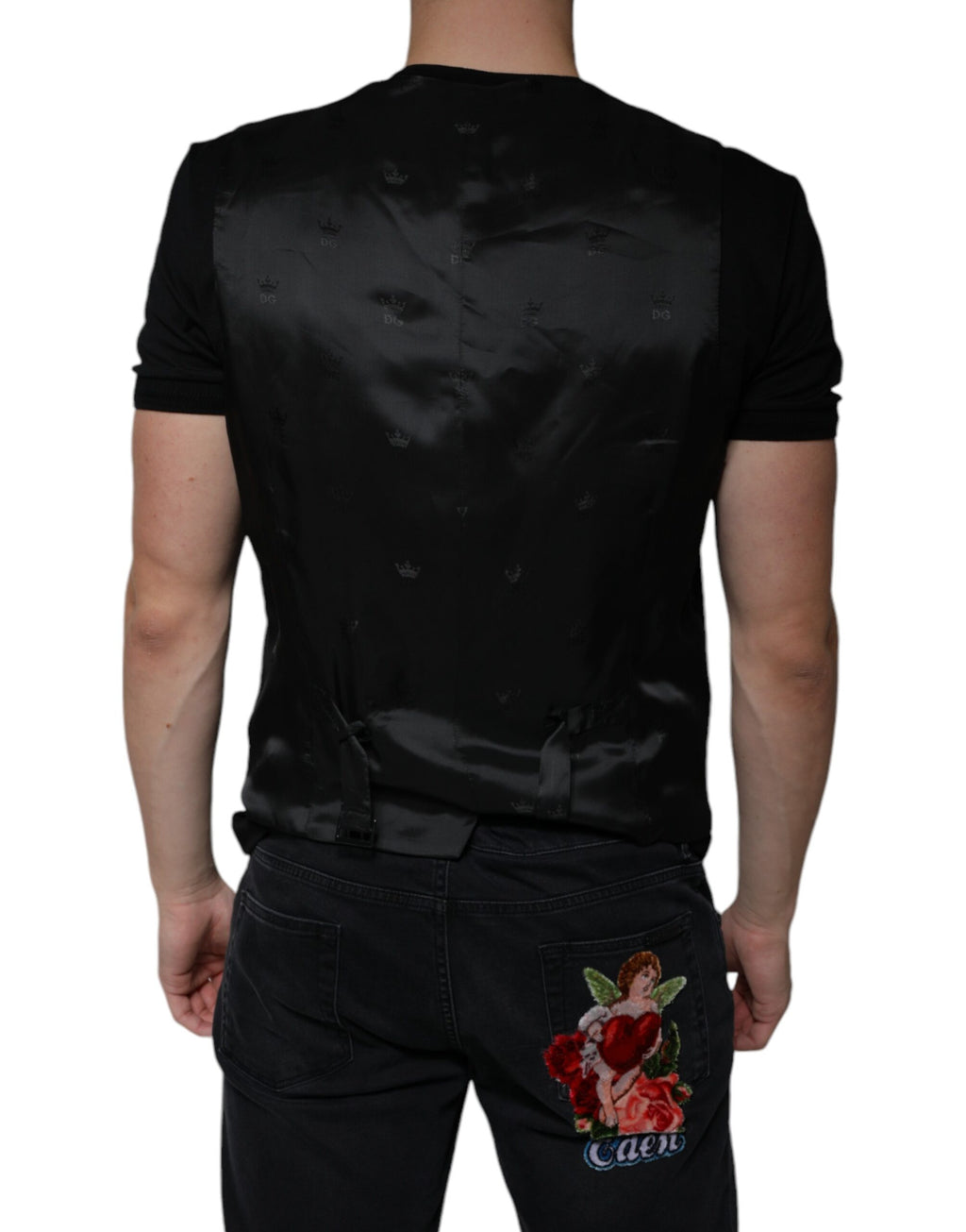 Schwarze Wollweste Kleid Formale Weste