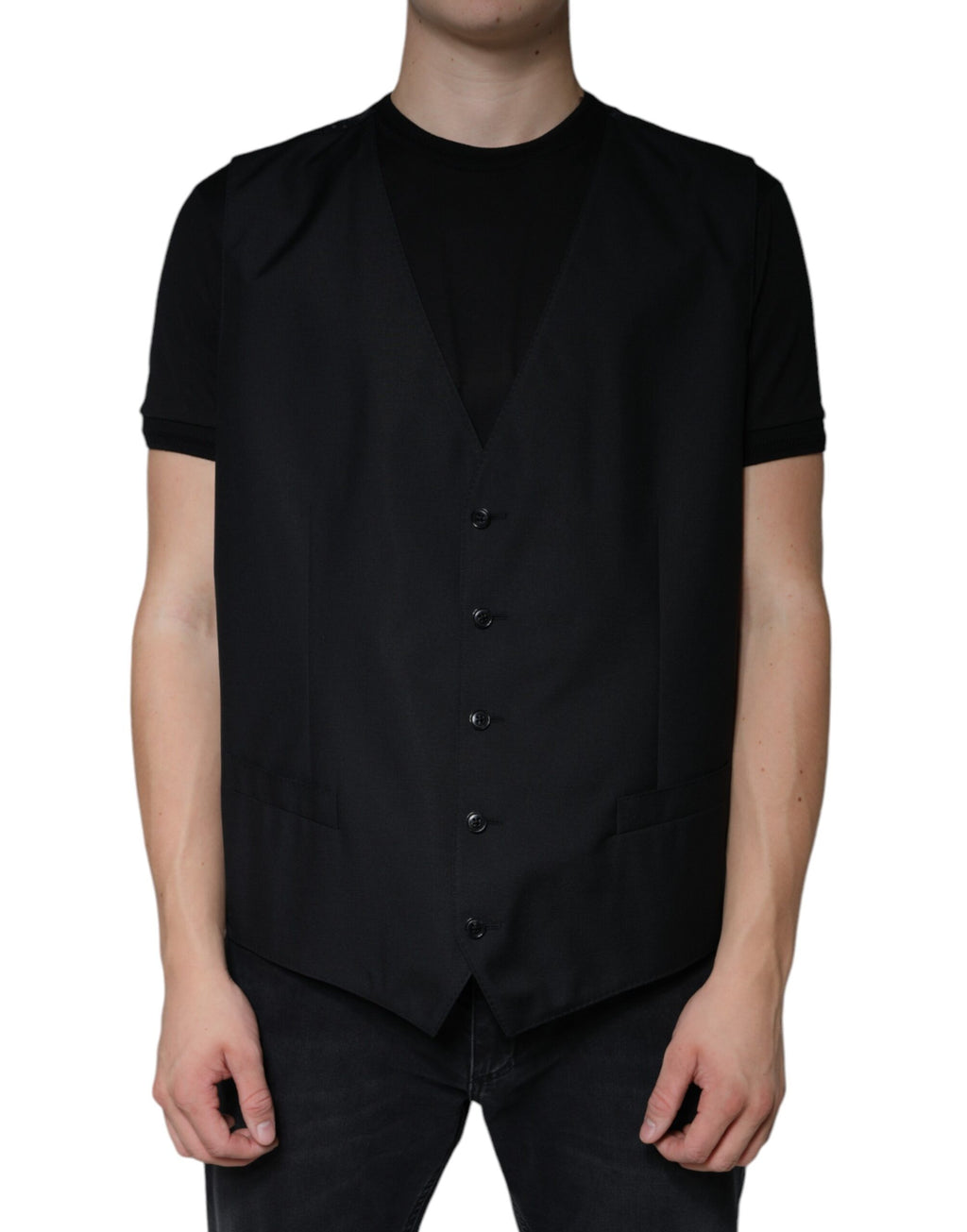 Schwarze Weste aus Wolle Elegante Weste