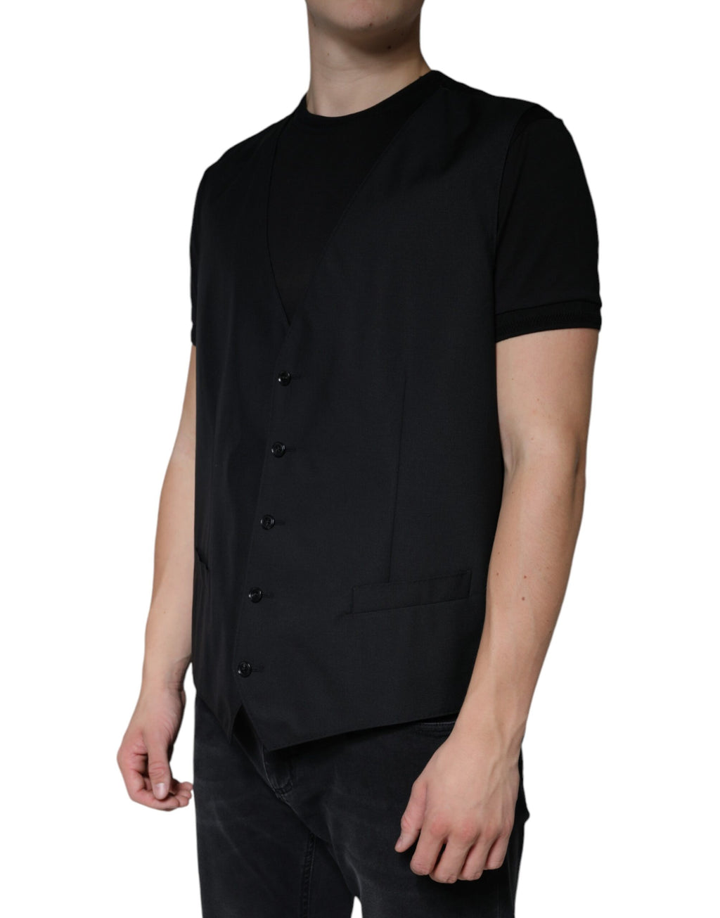 Schwarze Weste aus Wolle Elegante Weste