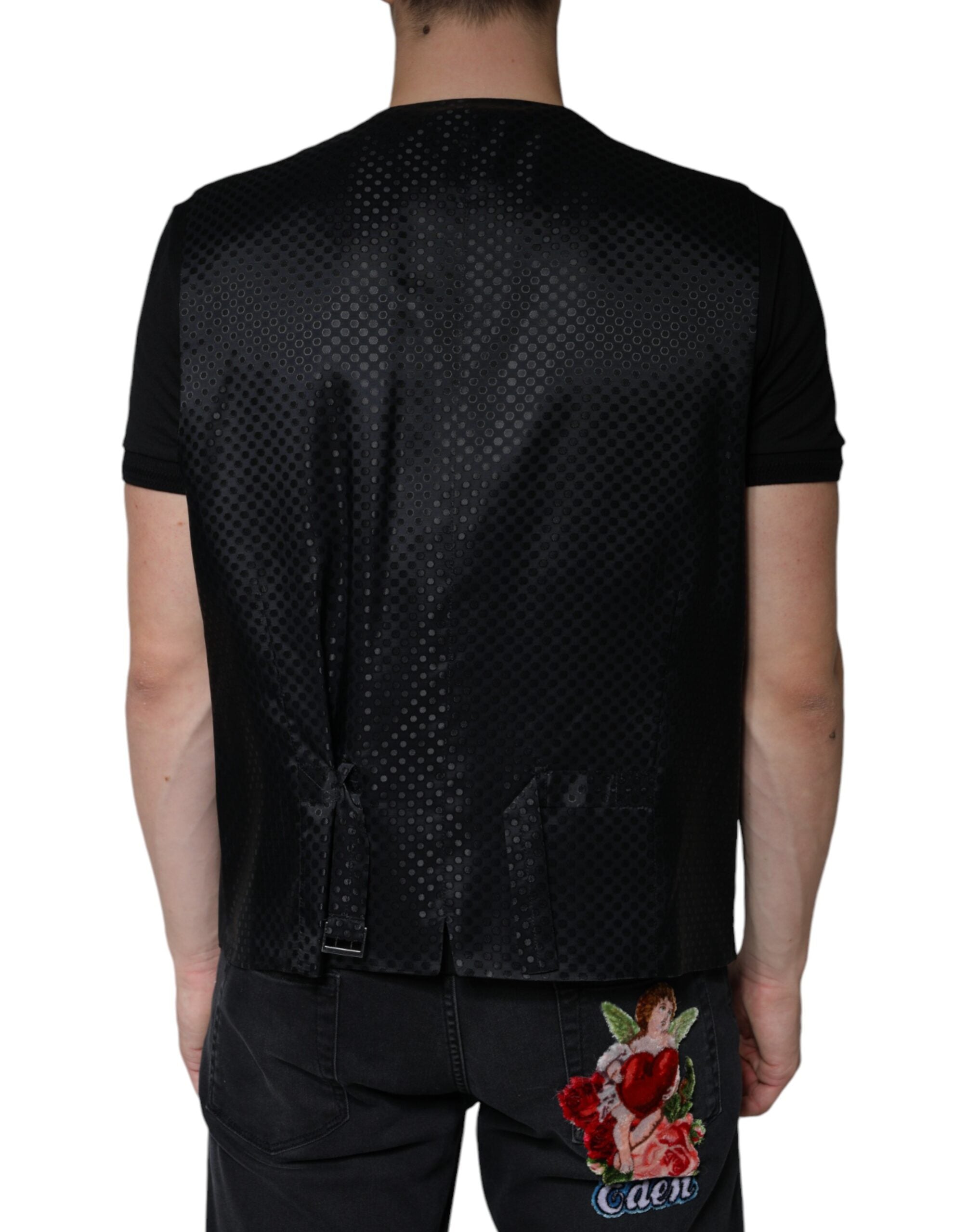 Schwarze Weste aus Wolle Elegante Weste