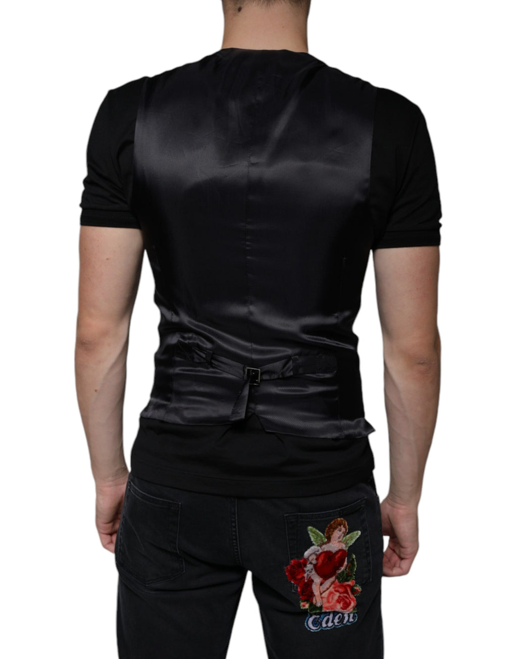 Schwarze Leder Weste Kleid Formelle Weste