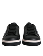 Schwarze Low-Top Herren Sneaker aus Leder