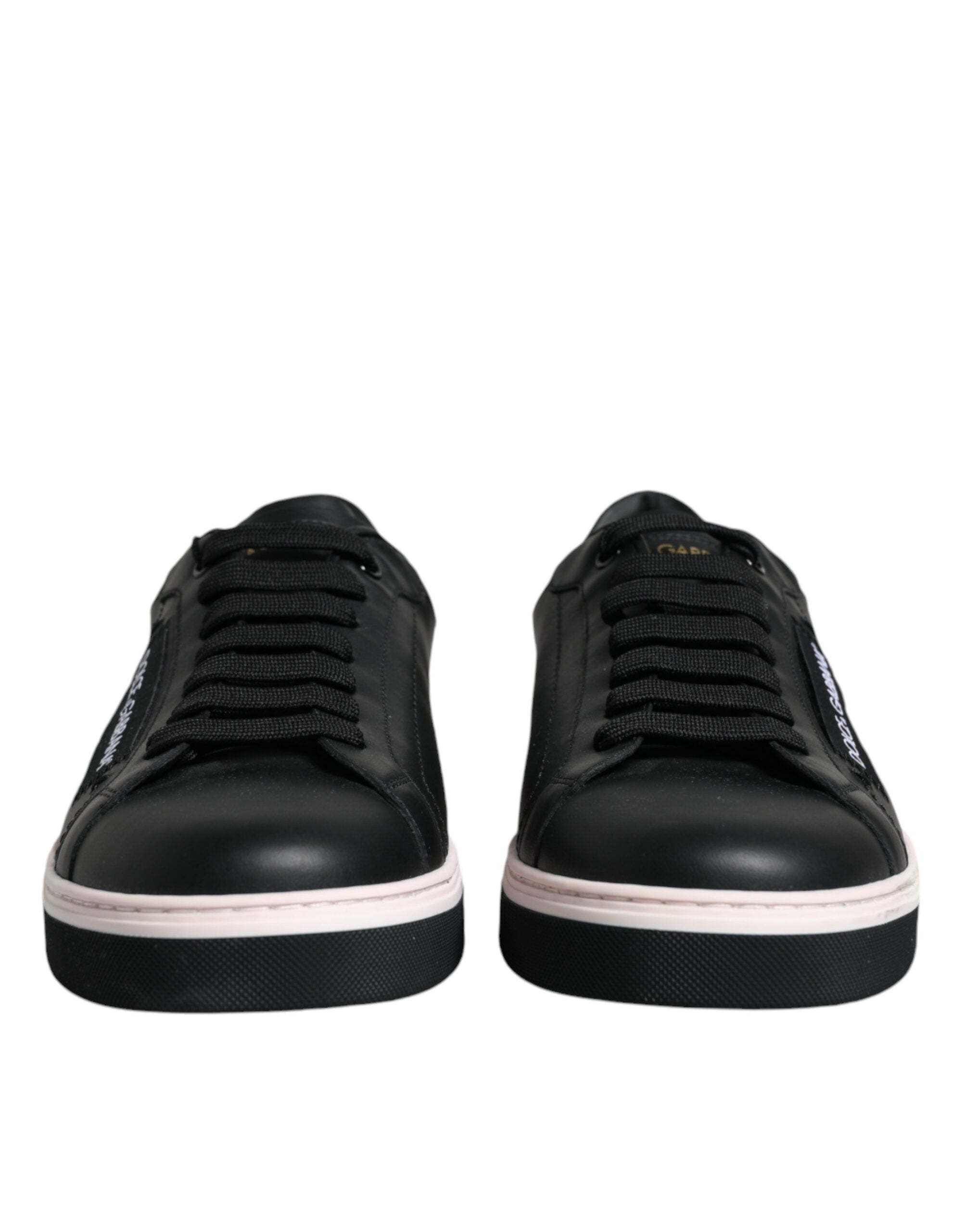 Schwarze Low-Top Herren Sneaker aus Leder