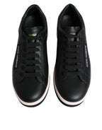 Schwarze Low-Top Herren Sneaker aus Leder