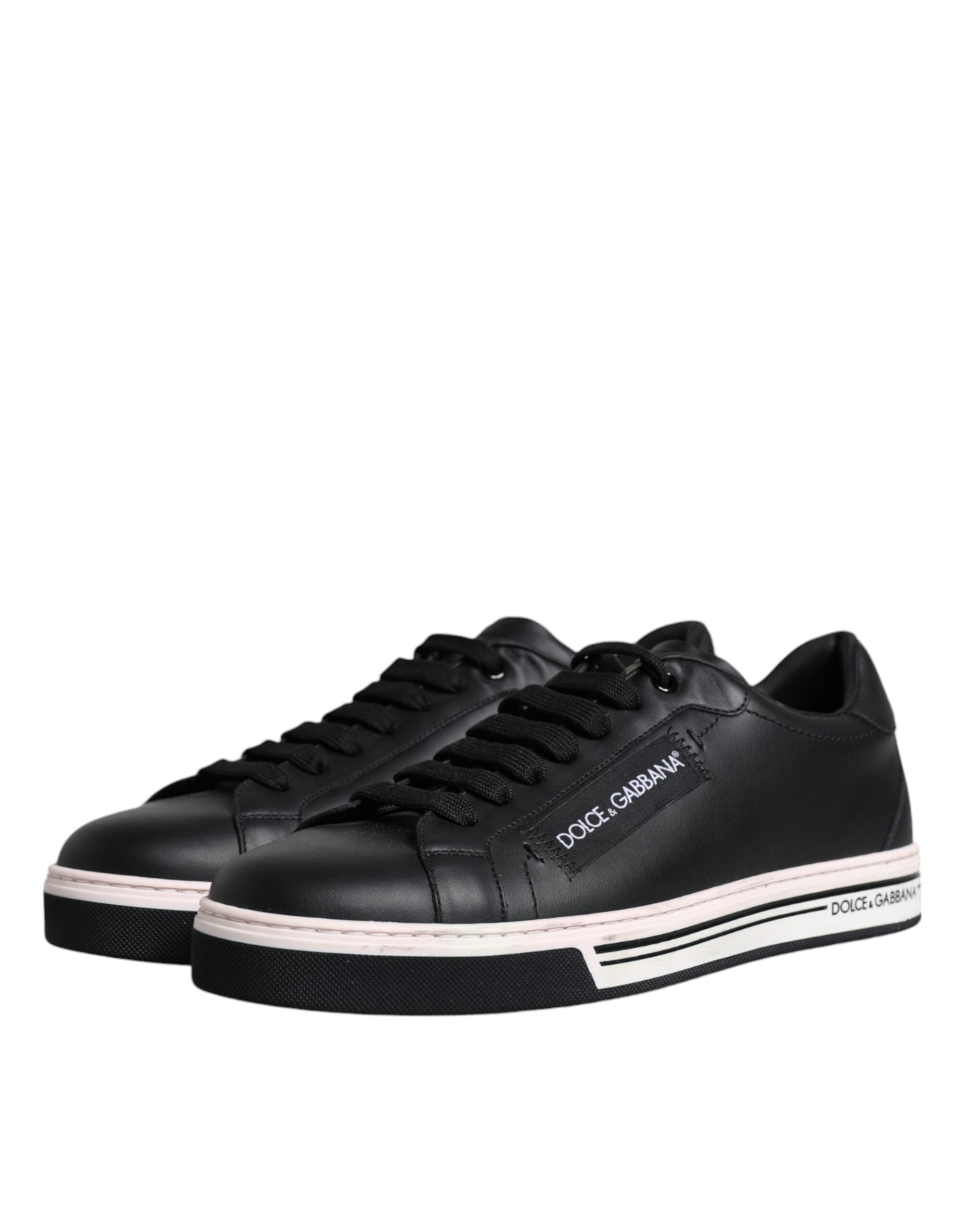 Schwarze Low-Top Herren Sneaker aus Leder