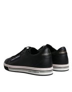 Schwarze Low-Top Herren Sneaker aus Leder