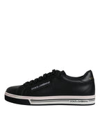 Schwarze Low-Top Herren Sneaker aus Leder