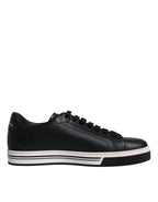 Schwarze Low-Top Herren Sneaker aus Leder
