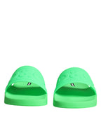 Grüne Leder-Pantoletten Badeschuhe