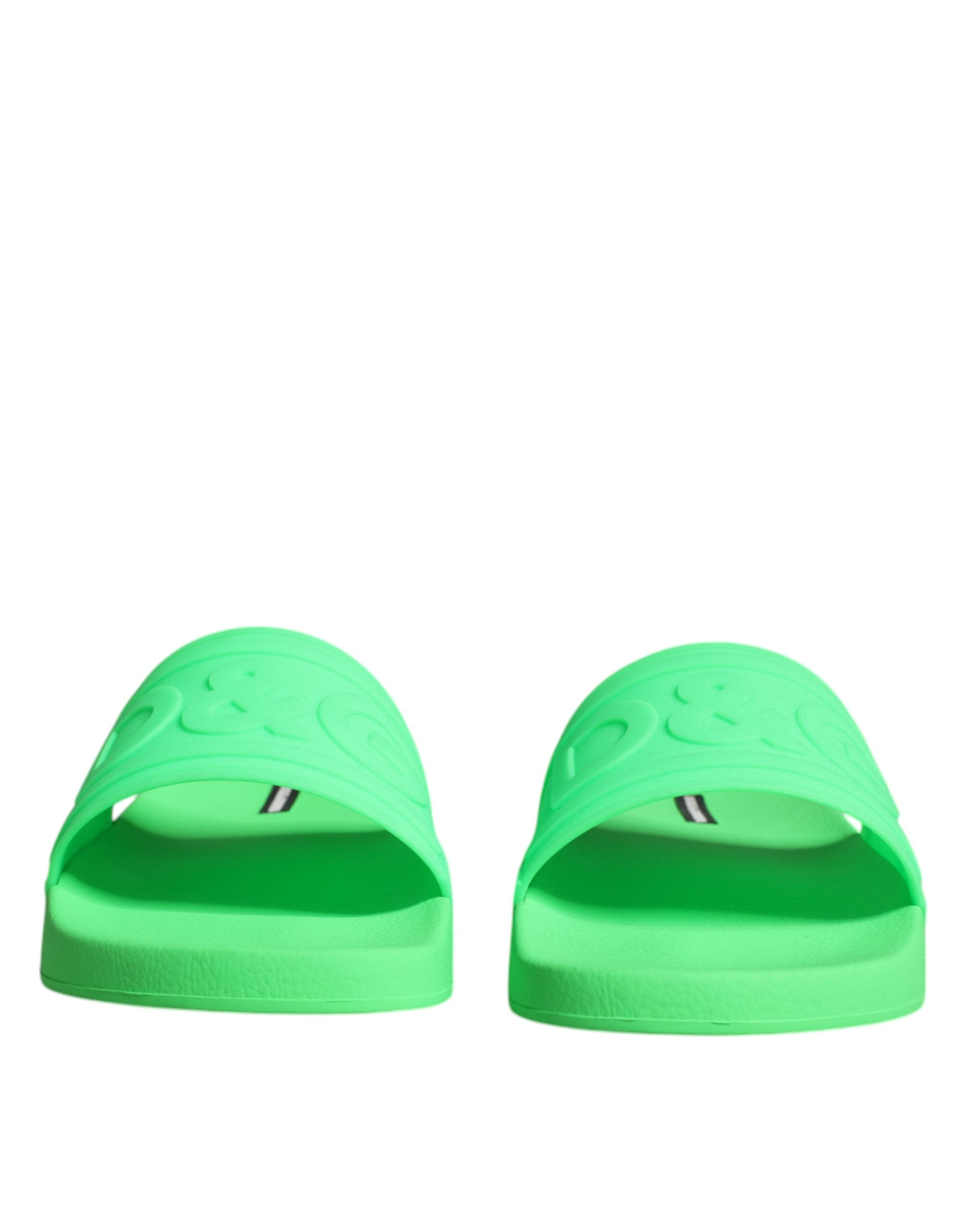 Green Leather Slide Sandals Beachwear Shoes
