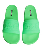 Grüne Leder-Pantoletten Badeschuhe