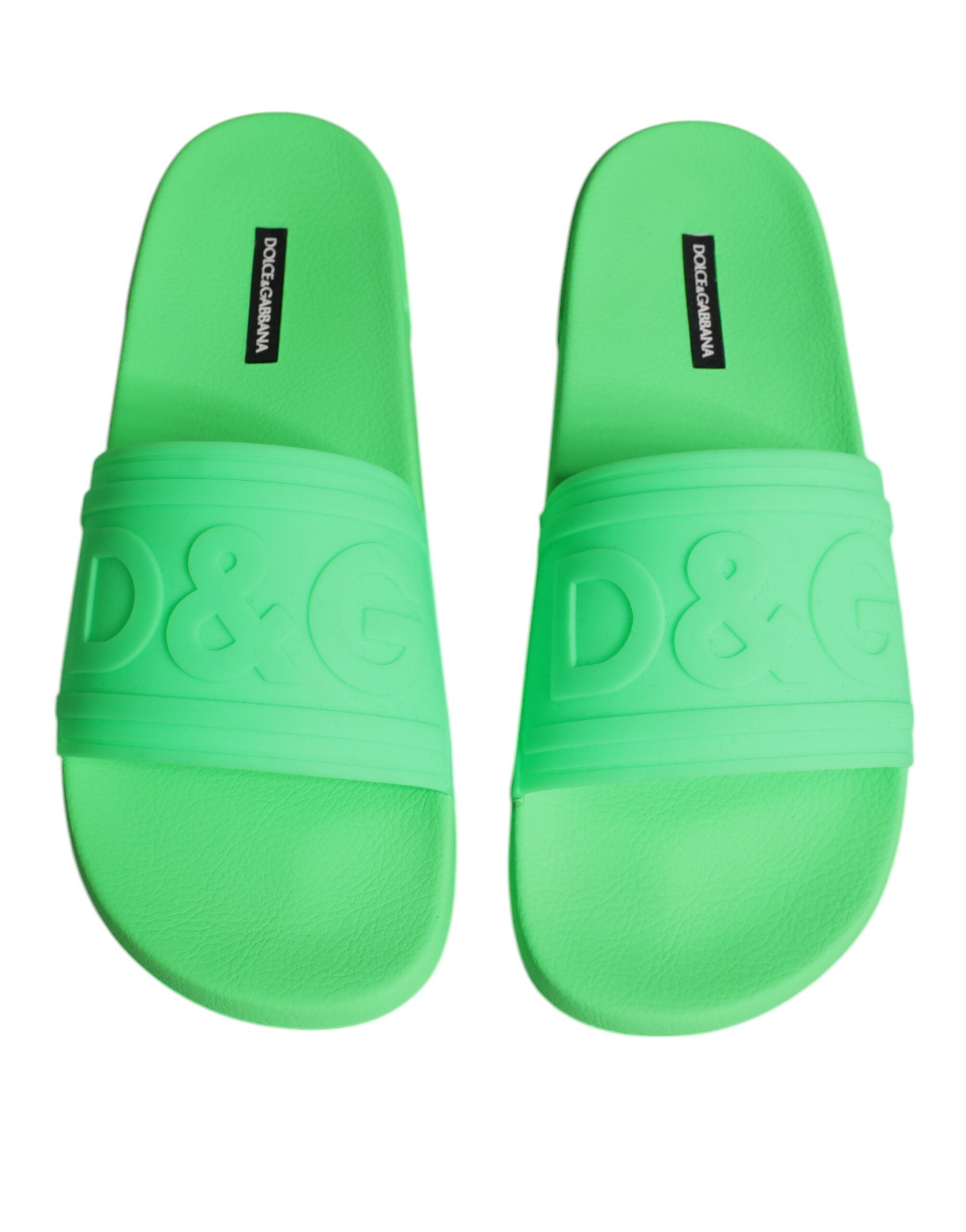 Green Leather Slide Sandals Beachwear Shoes