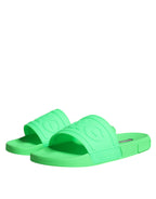 Grüne Leder-Pantoletten Badeschuhe