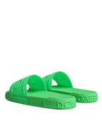 Grüne Leder-Pantoletten Badeschuhe