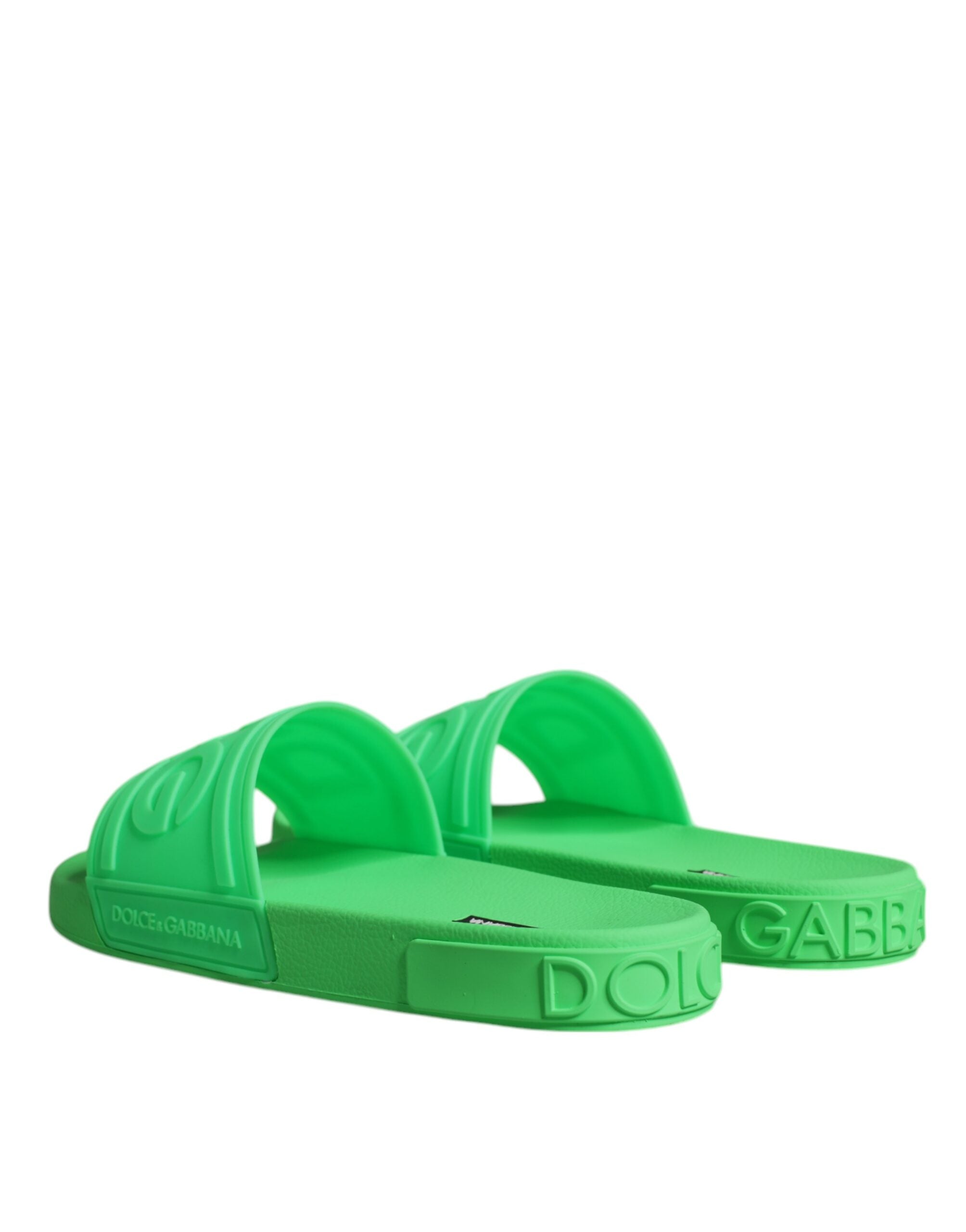 Green Leather Slide Sandals Beachwear Shoes