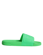 Grüne Leder-Pantoletten Badeschuhe