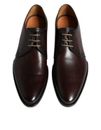 Brown Leather Lace Up Men Derby Formal Shoes