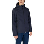 Kleidung aus blauem Polyester