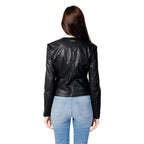 Black Polyester Leather Jacket