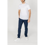 Blue Cotton Casual Pants