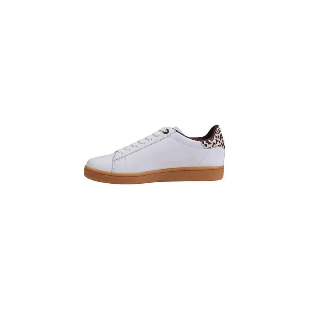 Beigefarbene Low-Top-Sneaker aus Leder
