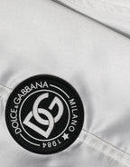 Weiße Polyester-Logo-Bomberjacke mit durchgehendem Reißverschluss
