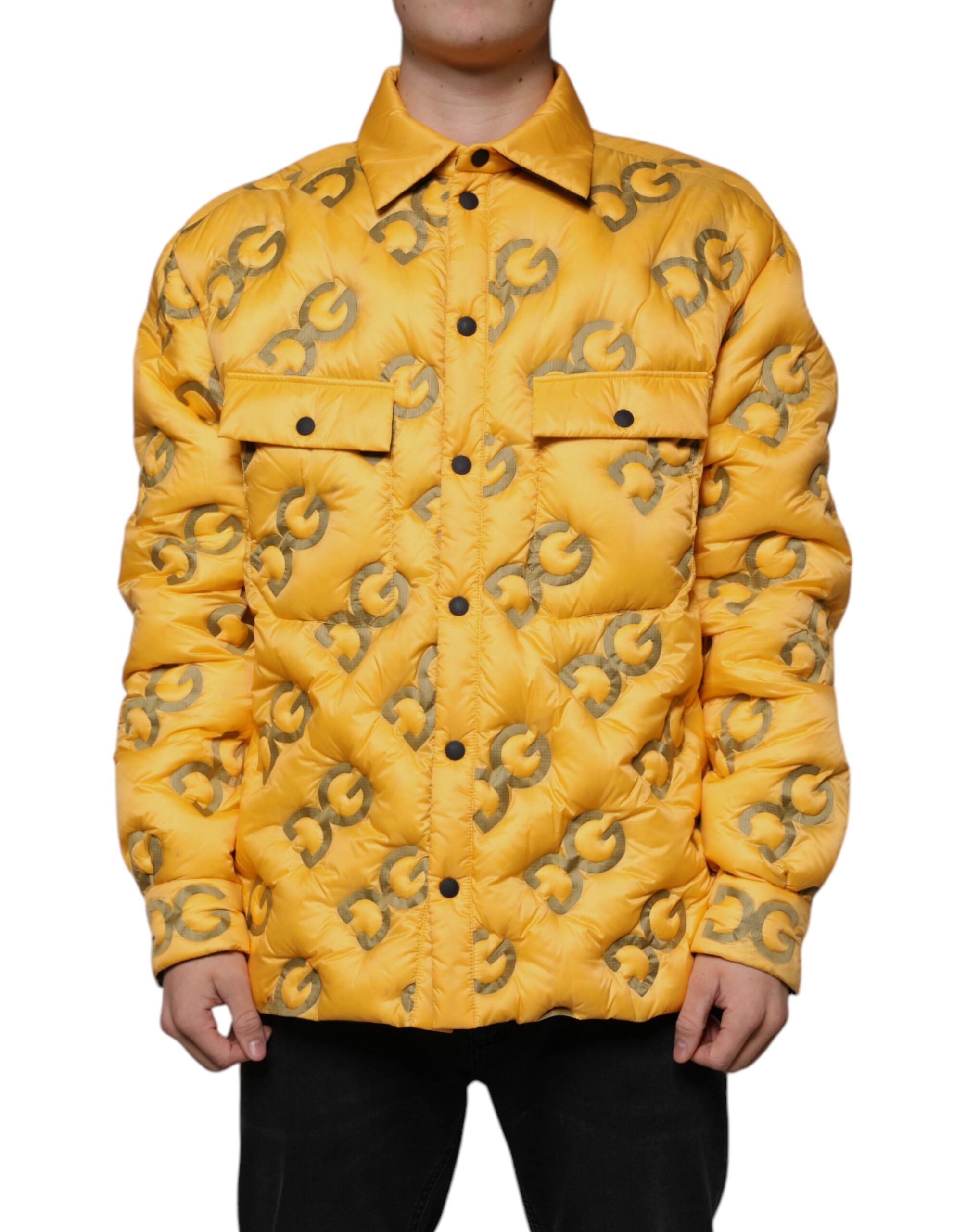 Gelbe Logo Stepp-Blousonjacke mit Knöpfen