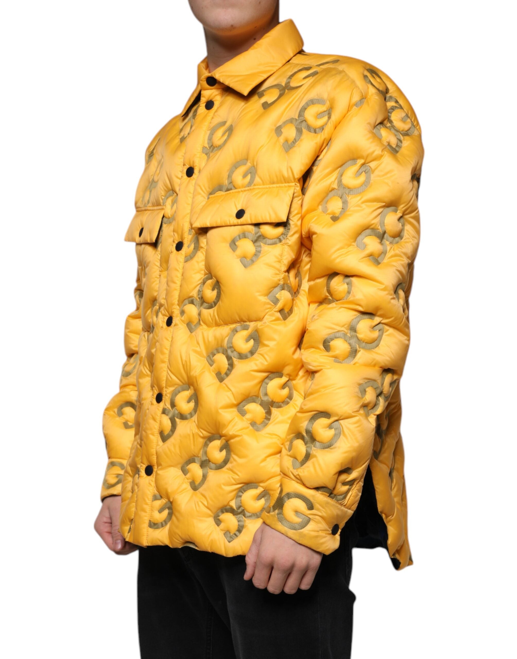 Gelbe Logo Stepp-Blousonjacke mit Knöpfen
