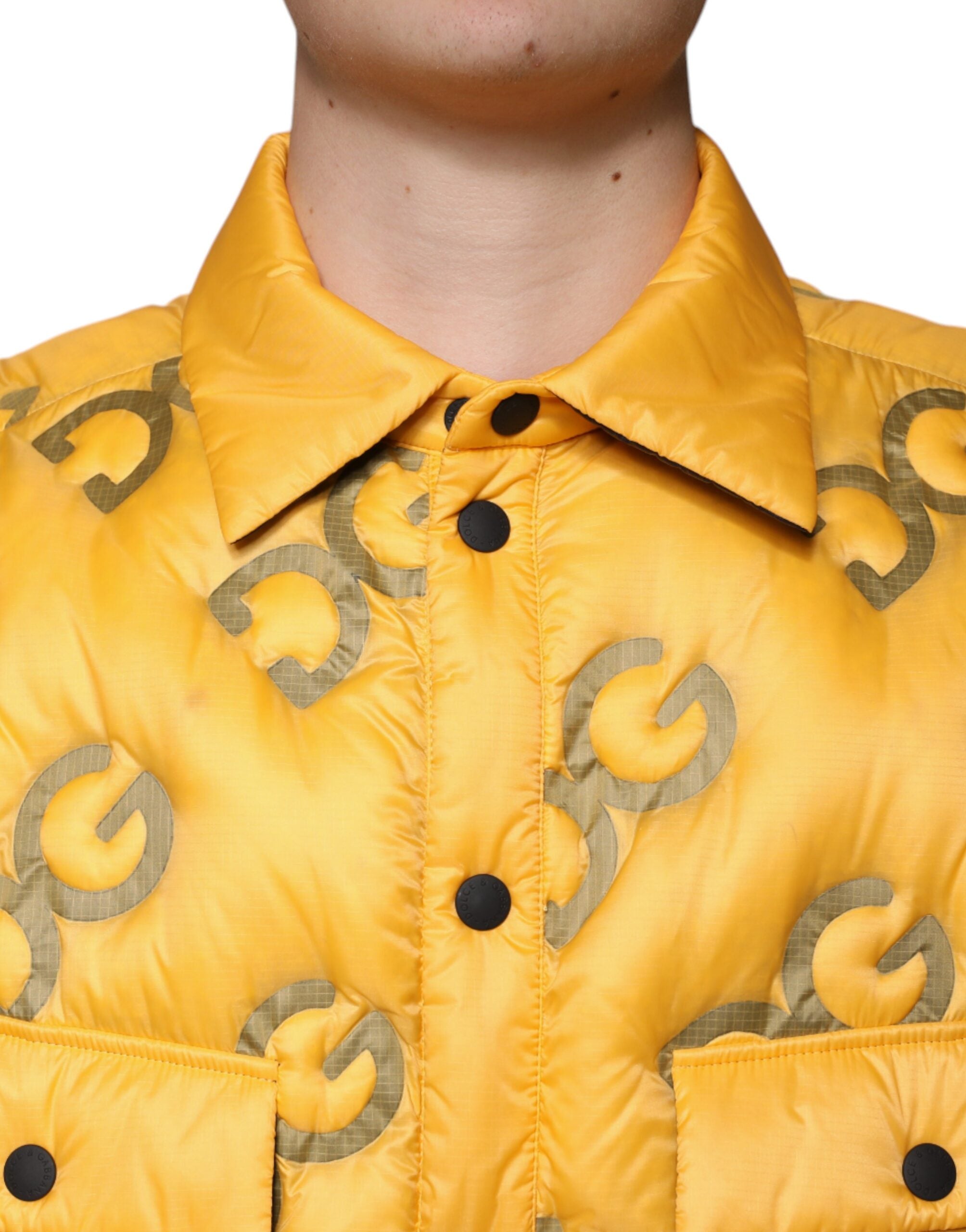 Gelbe Logo Stepp-Blousonjacke mit Knöpfen
