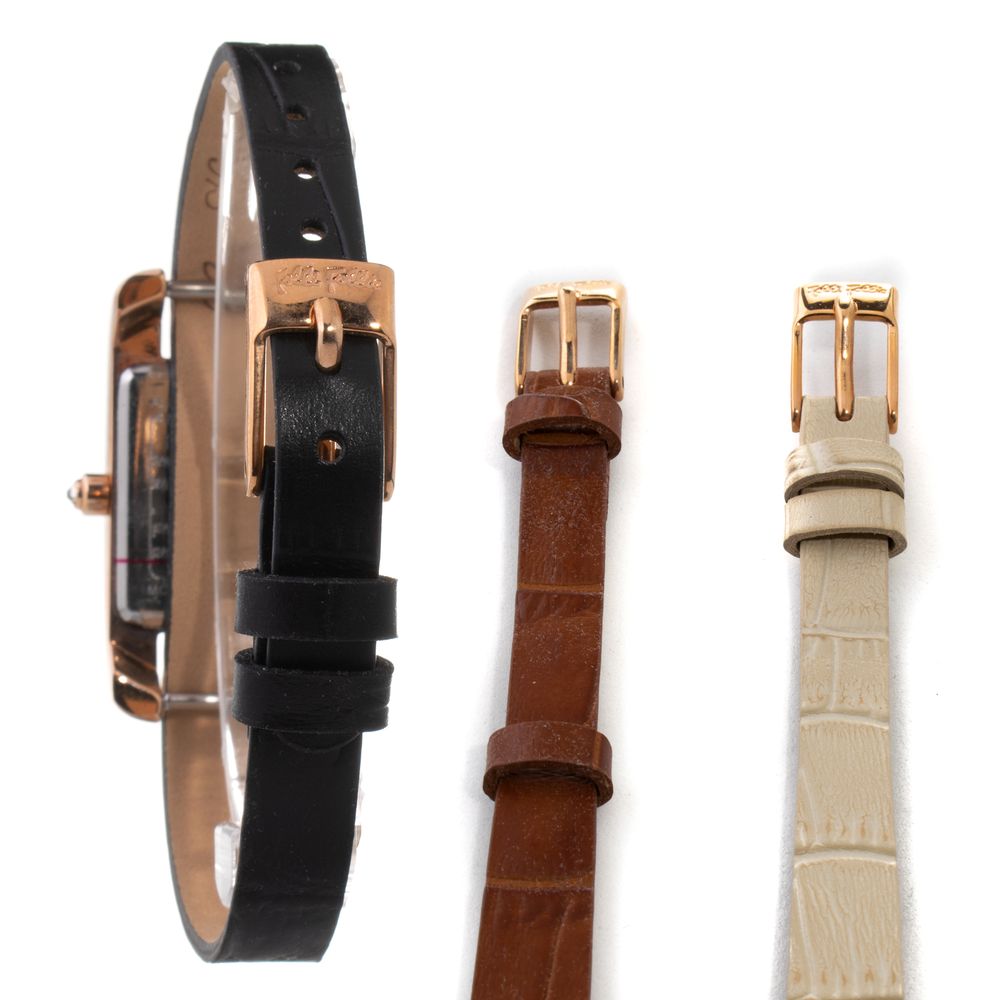 Mehrfarbige Leder-Armbanduhr