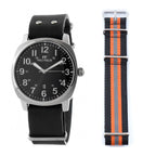 Black Leather Dress Watch
