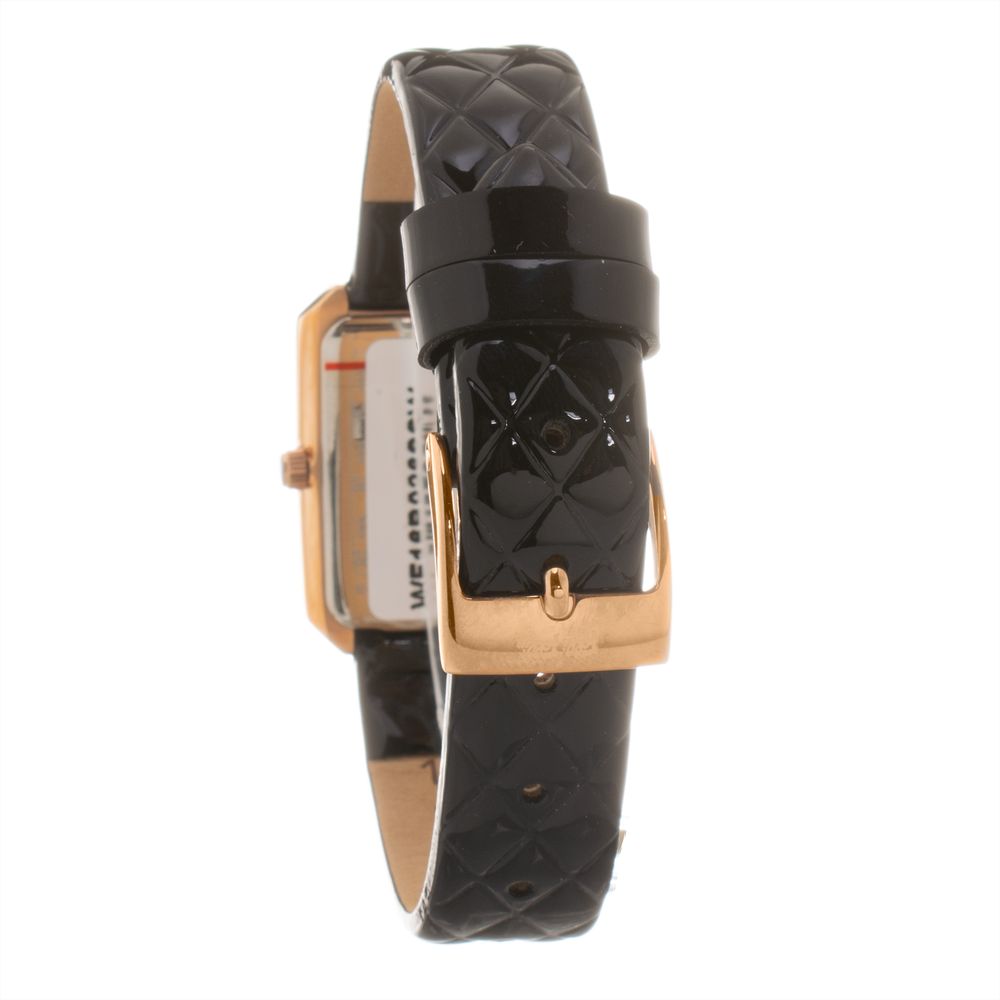 Schwarze Leder-Armbanduhr