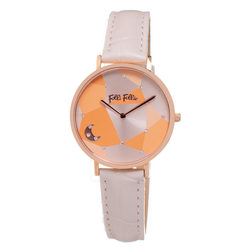 Beige Lederarmbanduhr